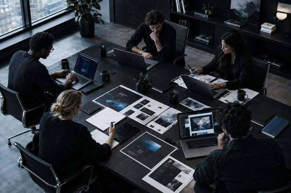 Media Giant Design creative team collaborating on a website design