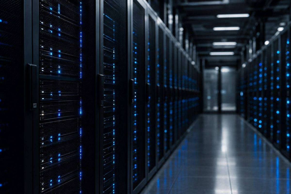 Web hosting: a modern server rack in a data center