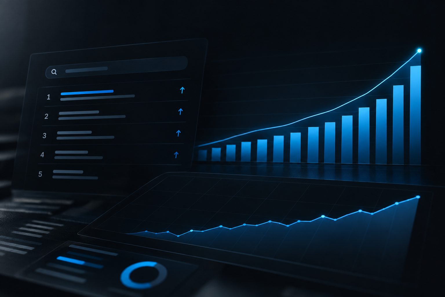Digital marketing: growth analytics and search rankings dashboard