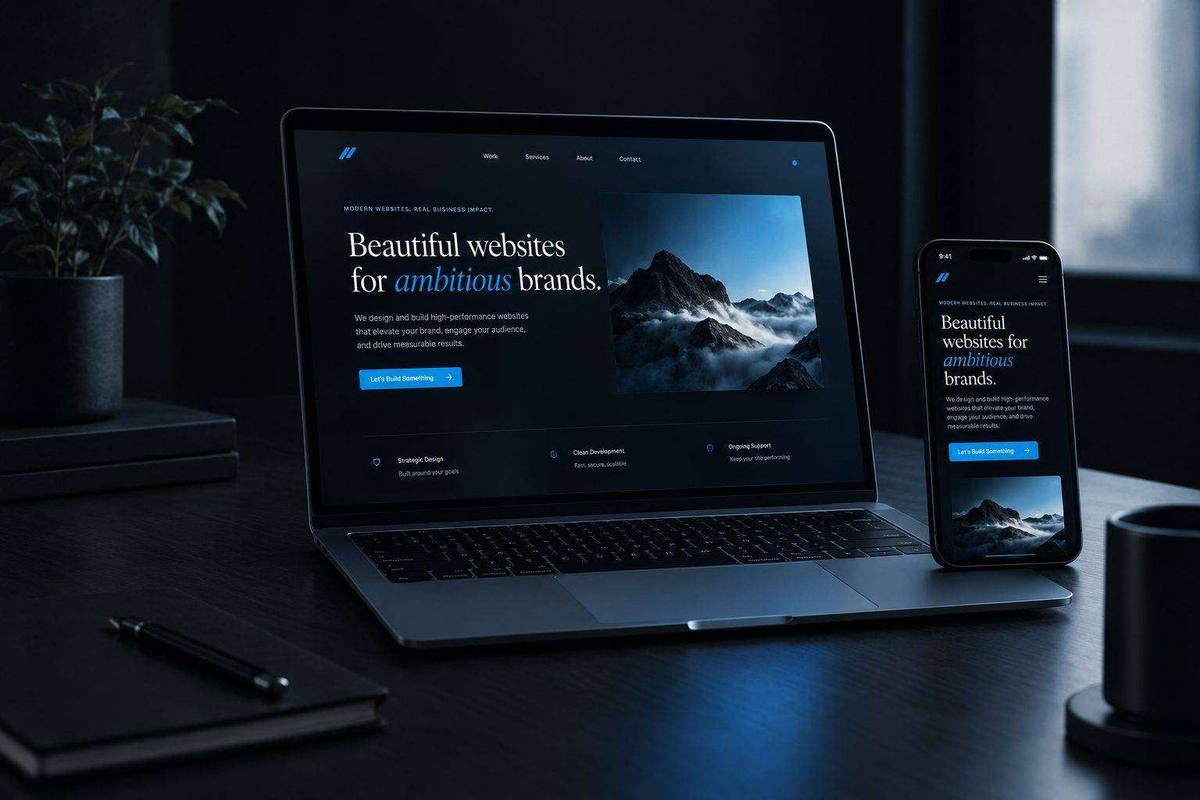 Web design: a modern website on desktop and mobile